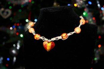 Red-Orange Heart Necklace